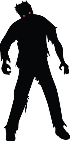 Zombie black silhouette isolaed on whiteのイラスト素材