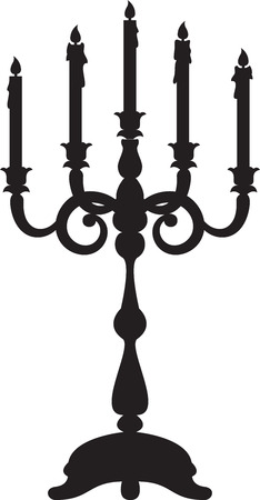 Black silhouette of candelabrum with five candlesのイラスト素材