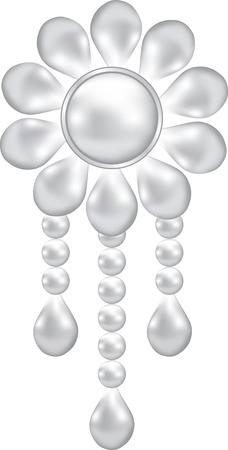 Pearl jewellery brooch isolated on whiteのイラスト素材