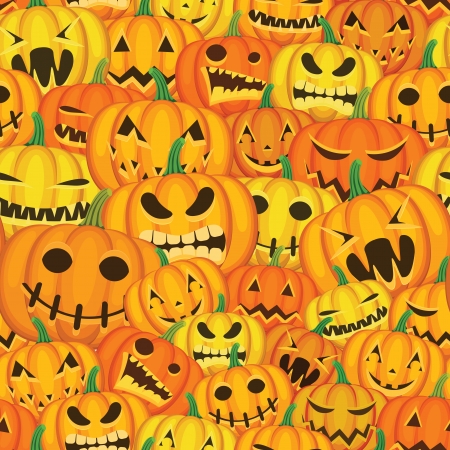 Seamless Halloween illustration with pumpkinsのイラスト素材