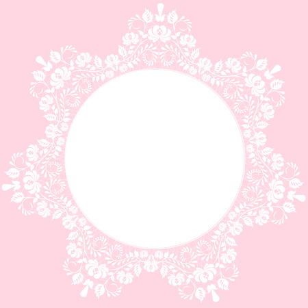 Lace beautiful white frame on pink backgroundのイラスト素材