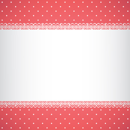 Red fabric with polka dot pattern and ribbon with laceのイラスト素材