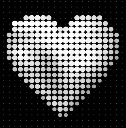 Abstract heart on black background. Halftone designのイラスト素材