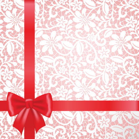 Template for wedding, invitation or greeting card with lace fabric backgroundのイラスト素材