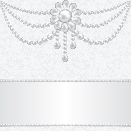 Template for wedding, invitation or greeting card with lace fabric backgroundのイラスト素材