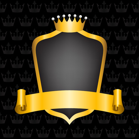 Vintage royal background with golden crown, shield and ribbonのイラスト素材