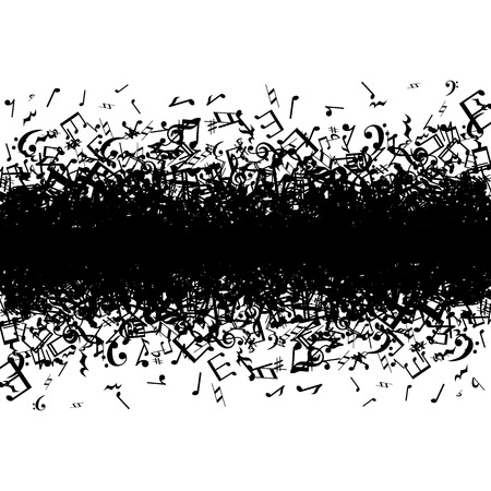 Black music notes border on white backgroundのイラスト素材