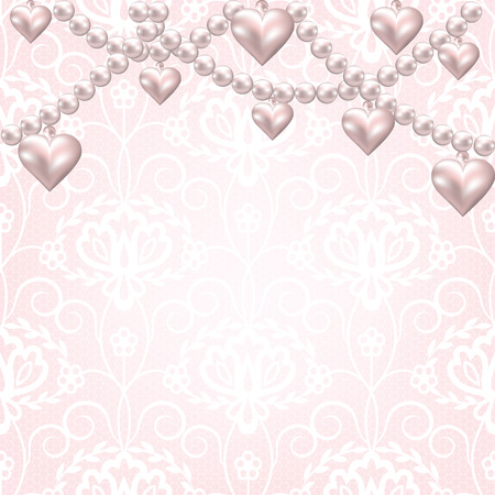 Template for wedding, invitation or greeting card with lace fabric backgroundのイラスト素材