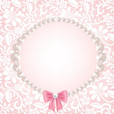 Template for wedding, invitation or greeting card with lace fabric backgroundのイラスト素材