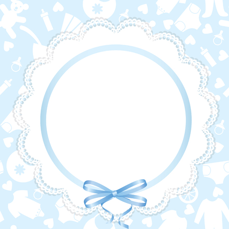 Wedding invitation or greeting card with lace, ribbon, bow and pearlsのイラスト素材