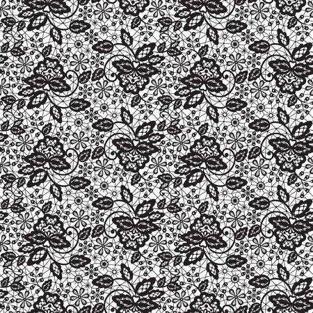 Seamless black lace pattern on white backgroundのイラスト素材