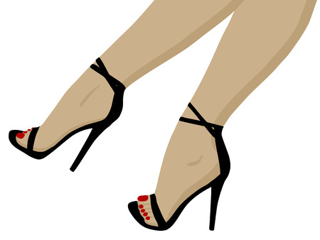 Beautiful feet with red pedicure of young womanのイラスト素材