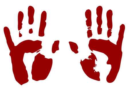 Bloody print of hands isolated on whiteのイラスト素材
