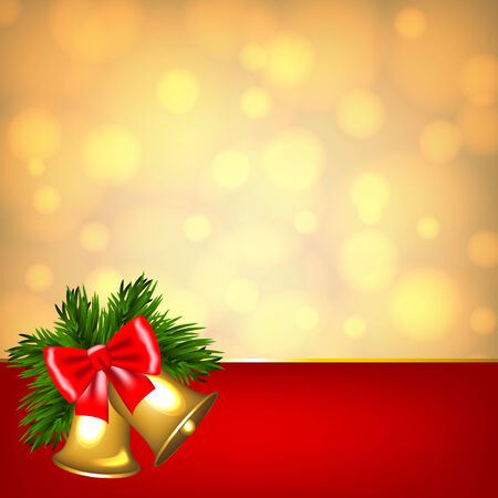 Christmas card with bells on golden backgroundのイラスト素材