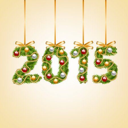 Figures of 2015 year made of fir branchesのイラスト素材