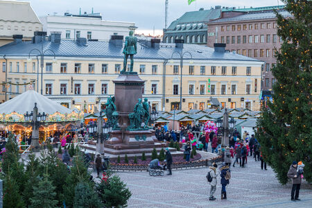Christmas market at the Senate Square in Helsinki, Finlandのeditorial素材