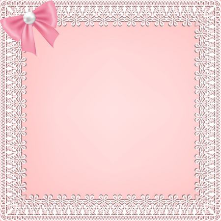 Template for wedding, invitation or greeting card with lace fabric backgroundのイラスト素材