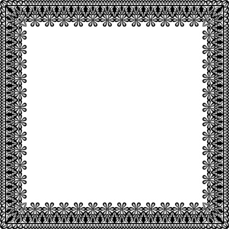 Wedding invitation or greeting card with black lace frame isolated on whiteのイラスト素材