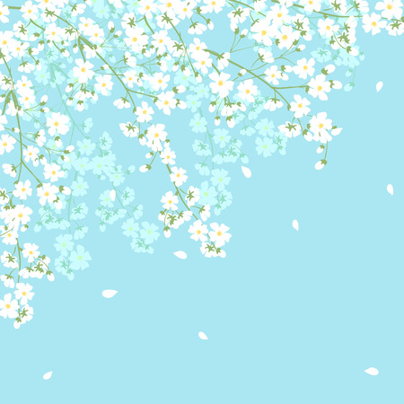 Spring background with blooming tree branches frameのイラスト素材