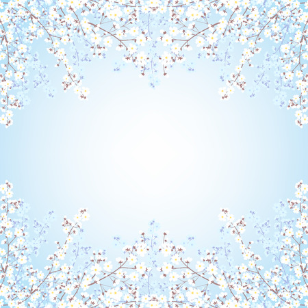 Spring background with blooming tree branches frameのイラスト素材