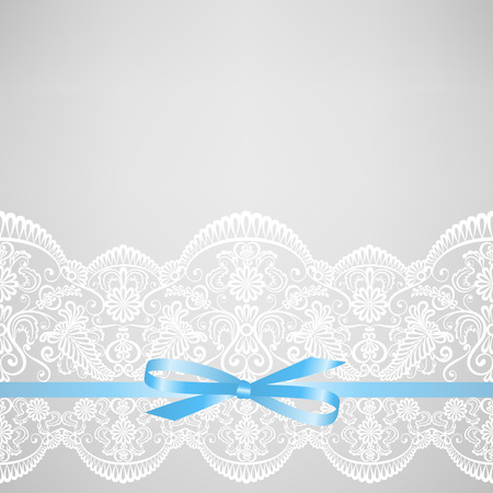 Wedding or baby shower invitation or greeting card with lace on gray backgroundのイラスト素材