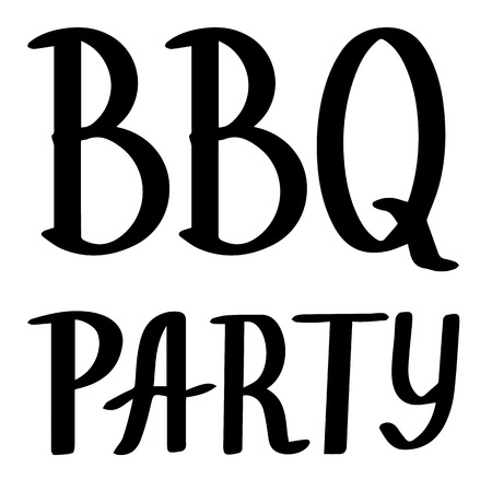 Barbecue logo in plate with text BBQ partyのイラスト素材