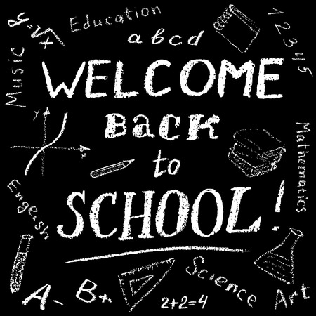 Black board with text Welcome Back to Schoolのイラスト素材