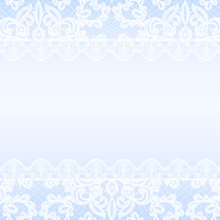 Wedding invitation or greeting card with lace border on blue backgroundのイラスト素材