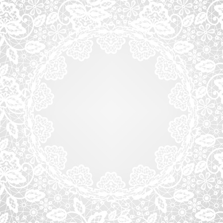 Wedding invitation or greeting card with lace frame on gray backgroundのイラスト素材
