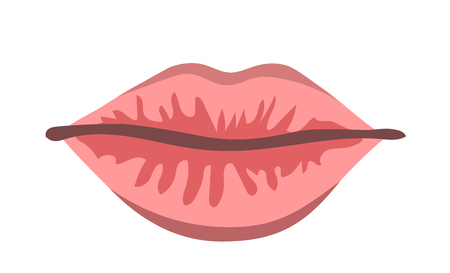 Cartoon pink woman lips isolated on whiteのイラスト素材