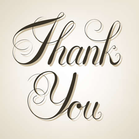 Handwritten script Thank You on beige backgroundのイラスト素材