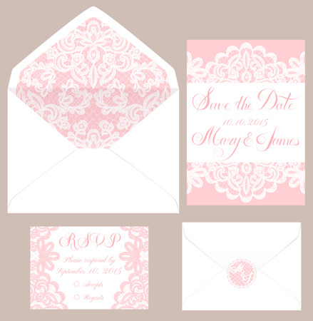 Templates of envelops and cards for weddingのイラスト素材