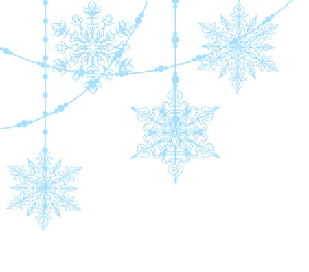 Christmas decoration with blue snowflakes isolated on whiteのイラスト素材