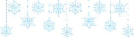 Christmas decoration with blue snowflakes isolated on whiteのイラスト素材