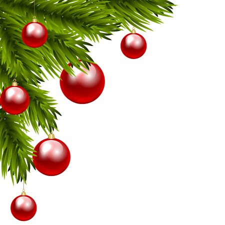 Christmas tree branch with three colorful baubles. Clip artのイラスト素材