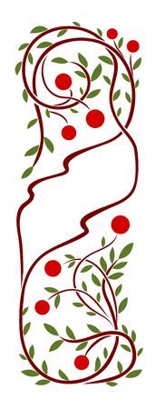 Art nouveau frame with red berries and leavesのイラスト素材