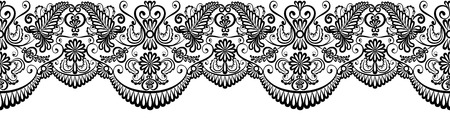 Black lace border isolated on white. Clip artのイラスト素材