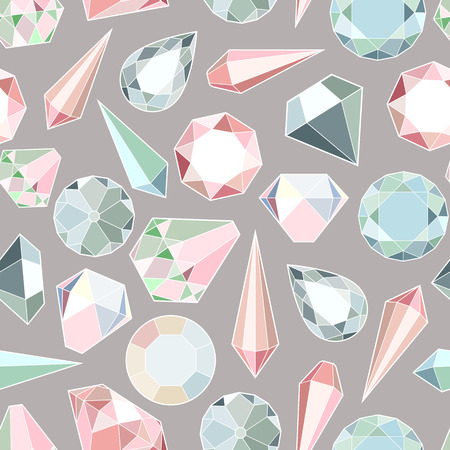 Seamless pattern with diamonds and crystals in pastel colorsのイラスト素材