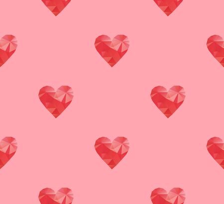 polygonal red heartsのイラスト素材