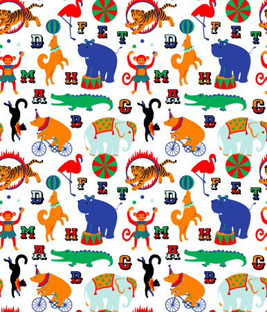 Circus cartoon animalsのイラスト素材