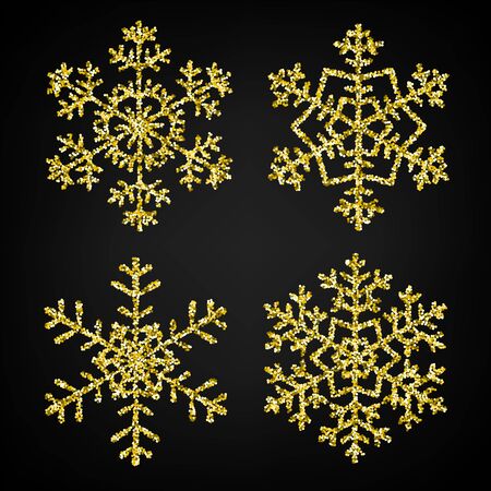 Golden glitter snowflakesのイラスト素材