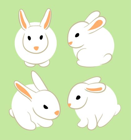 White rabbits illustration setのイラスト素材
