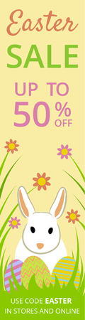 Easter sale web banner with easter eggs on yellow backgroundのイラスト素材