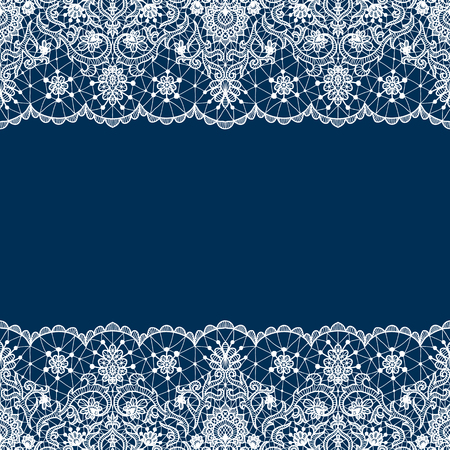Seamless white lace in blue backgroundのイラスト素材