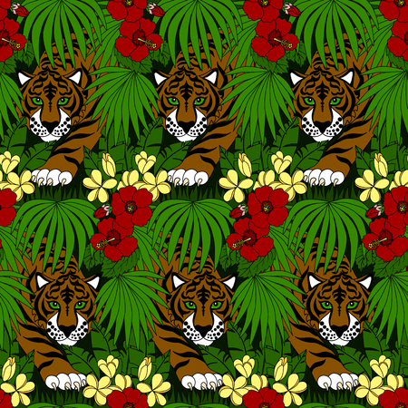 Tiger walking in forestのイラスト素材