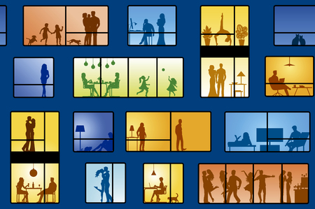 People in apartmentsのイラスト素材