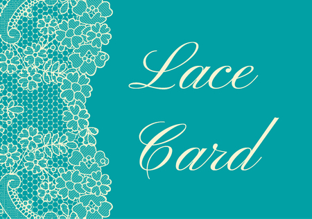 Template of card with yellow lace border on green backgroundのイラスト素材