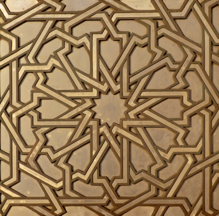 Moroccan arabesque design on the gates of the Mosque Hassan II in Casablanca Morocco