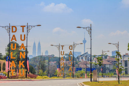 Kuala Lumpur skyline viewed from the New Royal Palace, Istana Negara (national palace) in Kuala Lumpur, Malaysiaのeditorial素材