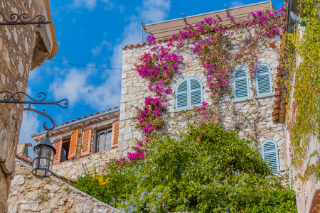 Old buildings in the picturesque medieval city of Eze Village in the South of France along the Mediterranean Seaの写真素材
